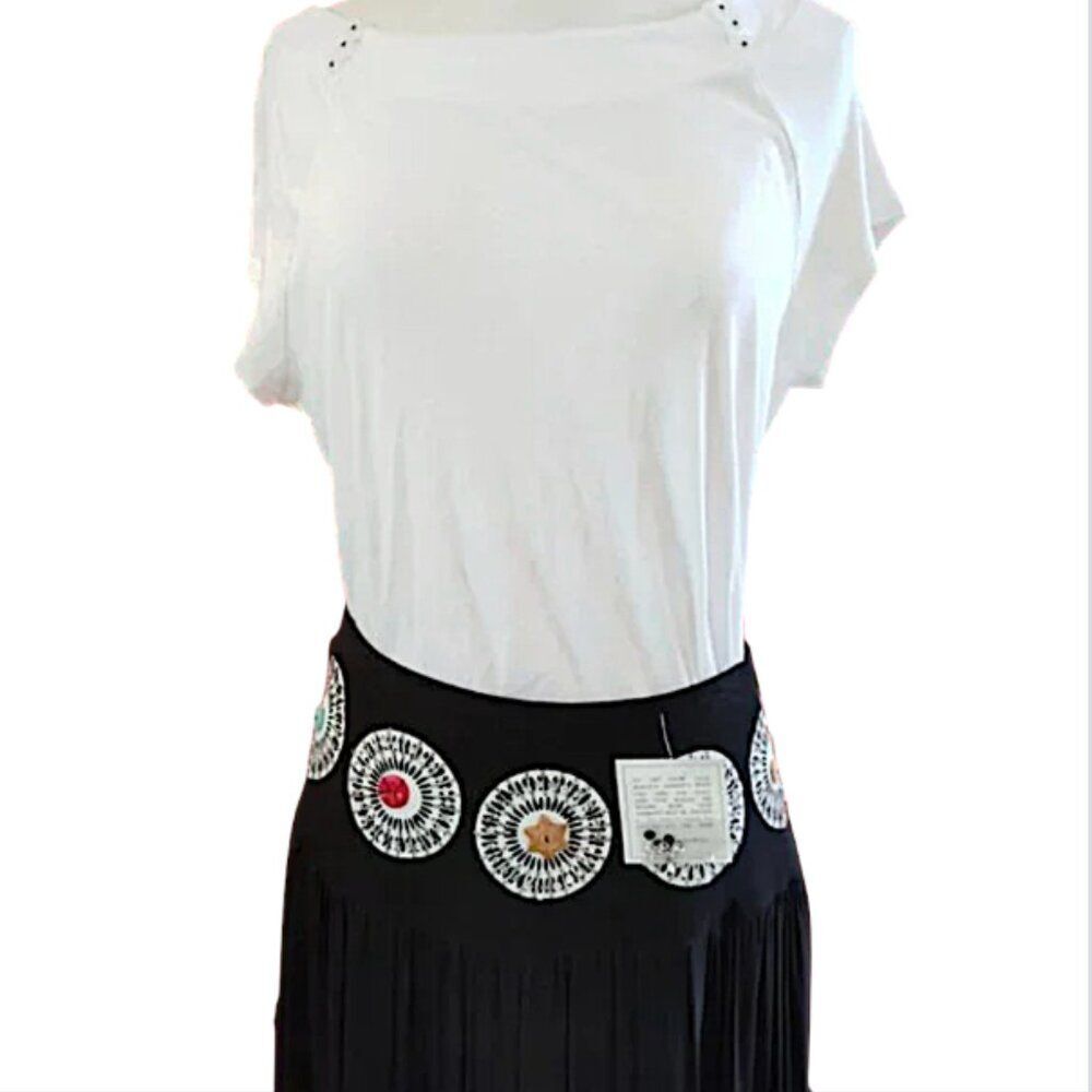 Haven Bleu Anthropologie Black Multi Layered Sequins Boho Maxi Skirt Size S NWT - Picture 8 of 8